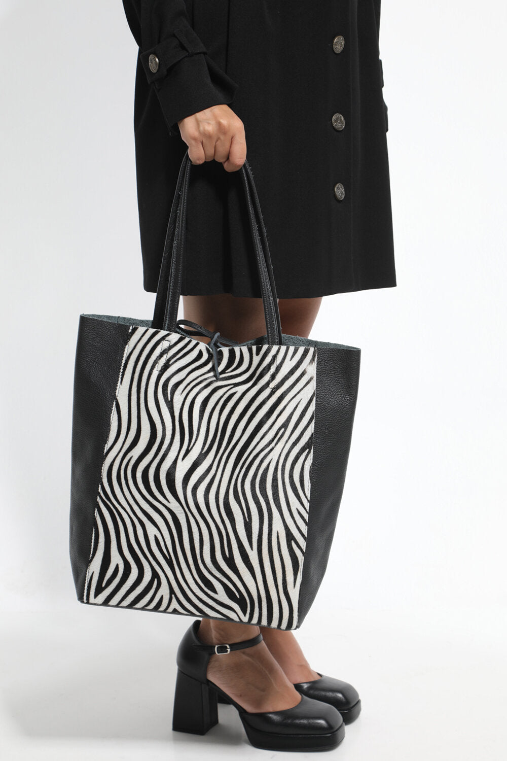 Shopper τσάντα δέρμα με pony skin