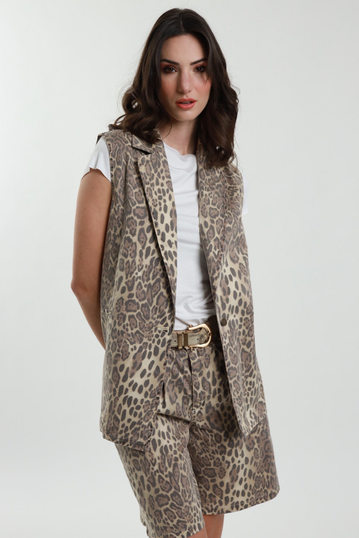 Αμάνικο σαφάρι γιλέκο Animal Print