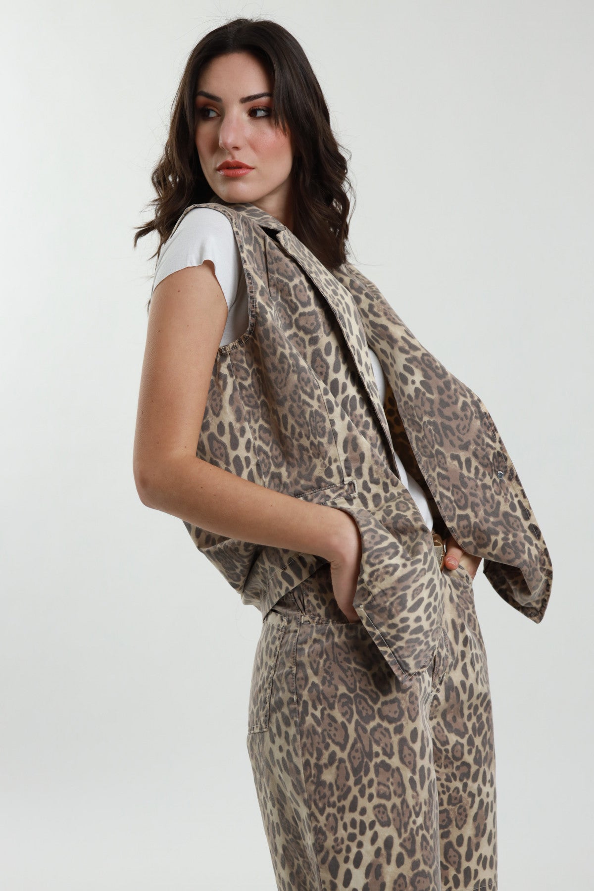 Αμάνικο σαφάρι γιλέκο Animal Print