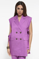 Εντυπωσιακό γιλέκο φαρδύ με πλαινά δεσίματα, Magenta