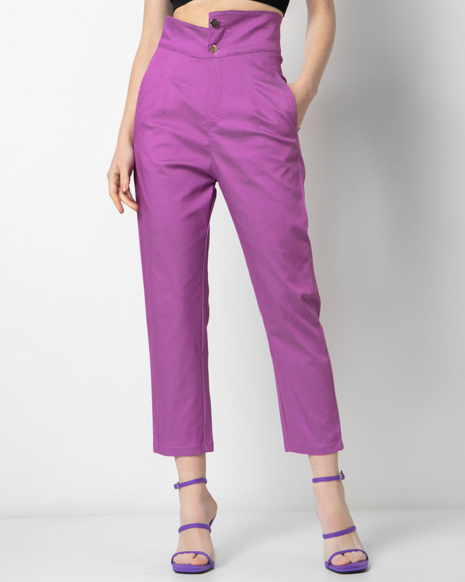 Mom fit ψηλόμεσο παντελόνι magenta