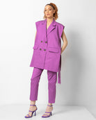 Mom fit ψηλόμεσο παντελόνι magenta