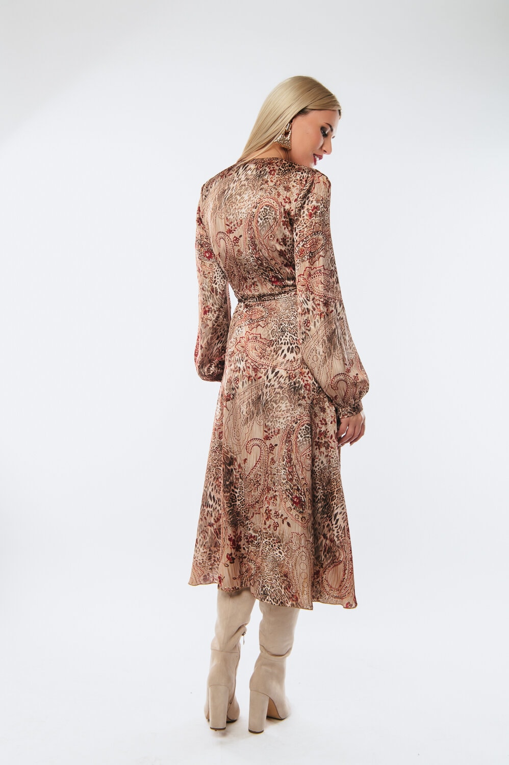 Φόρεμα κρουαζέ σατέν Animal print
