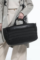 Μεγάλη τσάντα shopper, puffy,μαύρη